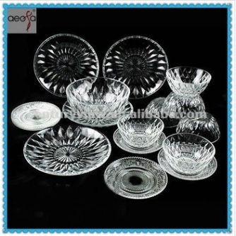 6pcs/set clear Cheap Dinner Set glass plates sets