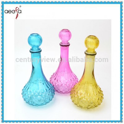 cheap beautiful spray color high-grade mouth blown glass decanters for red wine