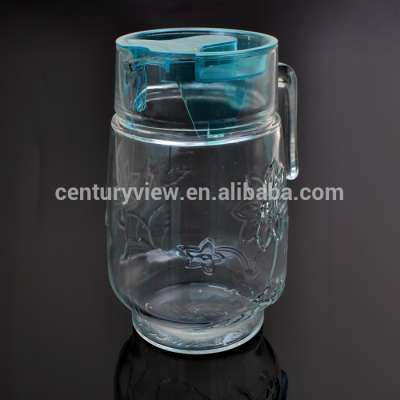 Machine Made 1.5L Glass Juice Jug With Spout Water Jug With Side Handle