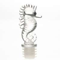 Custom Design Transparent Sea Horse Animal Shape Diffuser Bottle Wine Bottle Plastic Stopper Cork