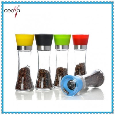 Top Sales Empty Glass Hand Spice Grinder Salt And Pepper Bottle Glass Spice Jar With Grinder