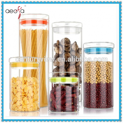 Cylinder Storage Jar with Glass Lid Borosilicate Glass Canister