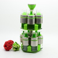 Revolving Spice Rack 12 pcs in 1 Condiment Holder Kitchen Glass Spice Jar Set