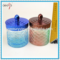 Round Shape Glass Container with Lid Glass Storage Jar with Customized Color