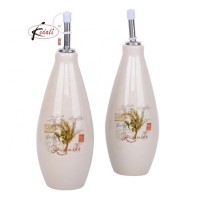 Ceramic Kitchenware Beige Color 450ml Olive Oil and Vinegar Bottle